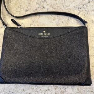 Kate Spade New York Black Glitter Fabric Crossbody evening  Bag‎ -cp